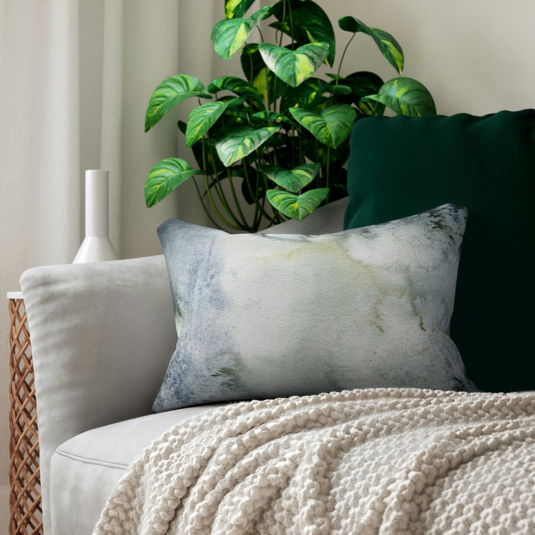 Abstract Lumbar Pillow | Navy Green Ombre