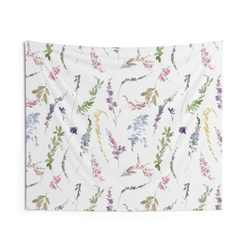 Floral Tapestry | Pastel Rainbow White Spring Flowers
