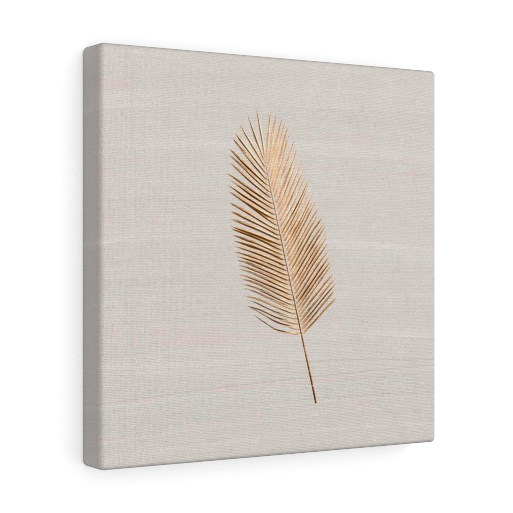 Modern Wall Canvas Art | Beige Gold Feather