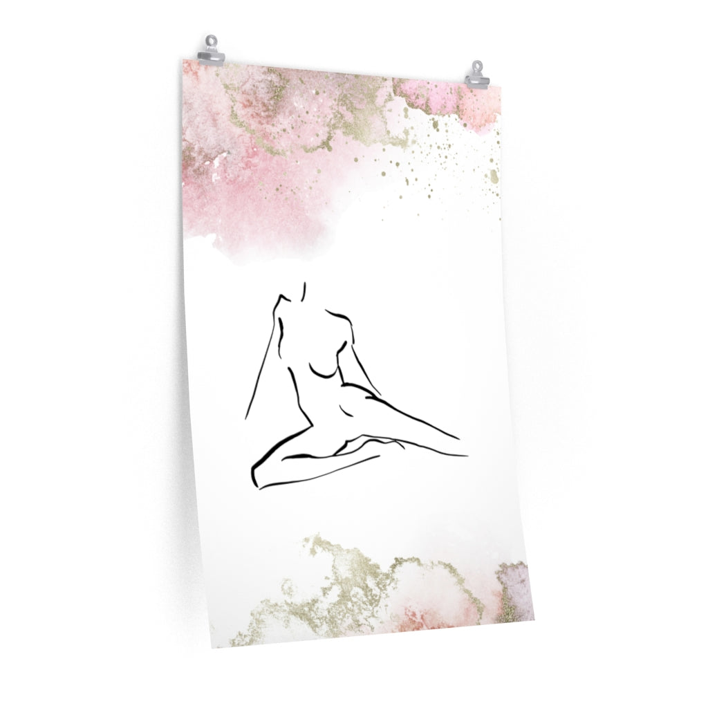 Female Art | White Art Print | Pink Ombre Poster