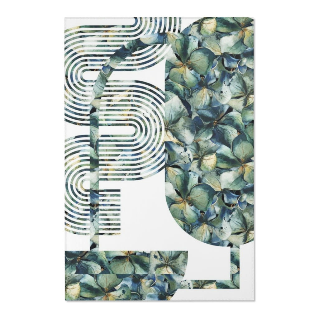 Geometric Area Rug | Floral Blue Green Shapes