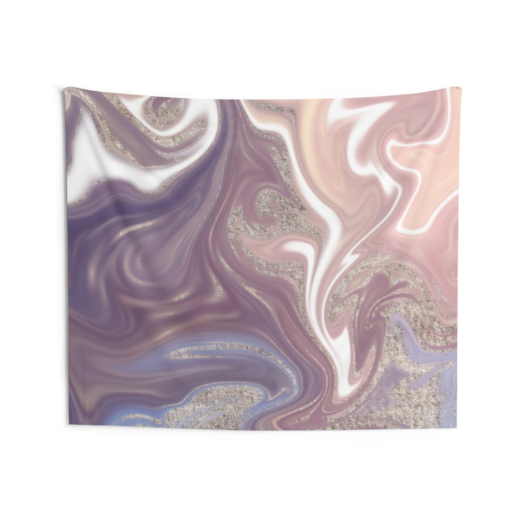Abstract Tapestry | Lavender Blush Pink White Silver