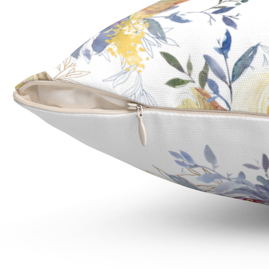 Floral Boho Pillow Cover | Pastel Lavender Blue Gold Yellow White