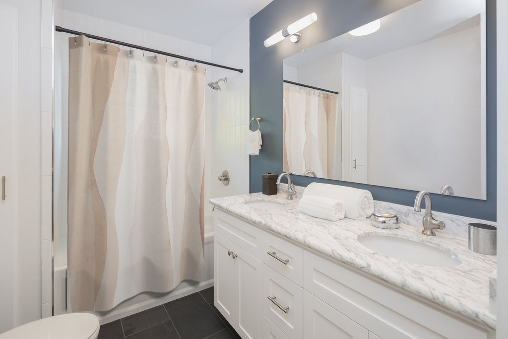 Pale, Blush Beige Abstract Shower Curtain