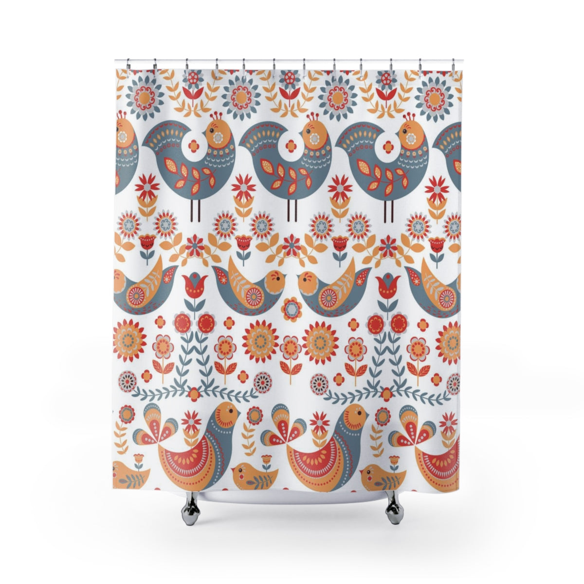 modern boho fabric shower curtain
