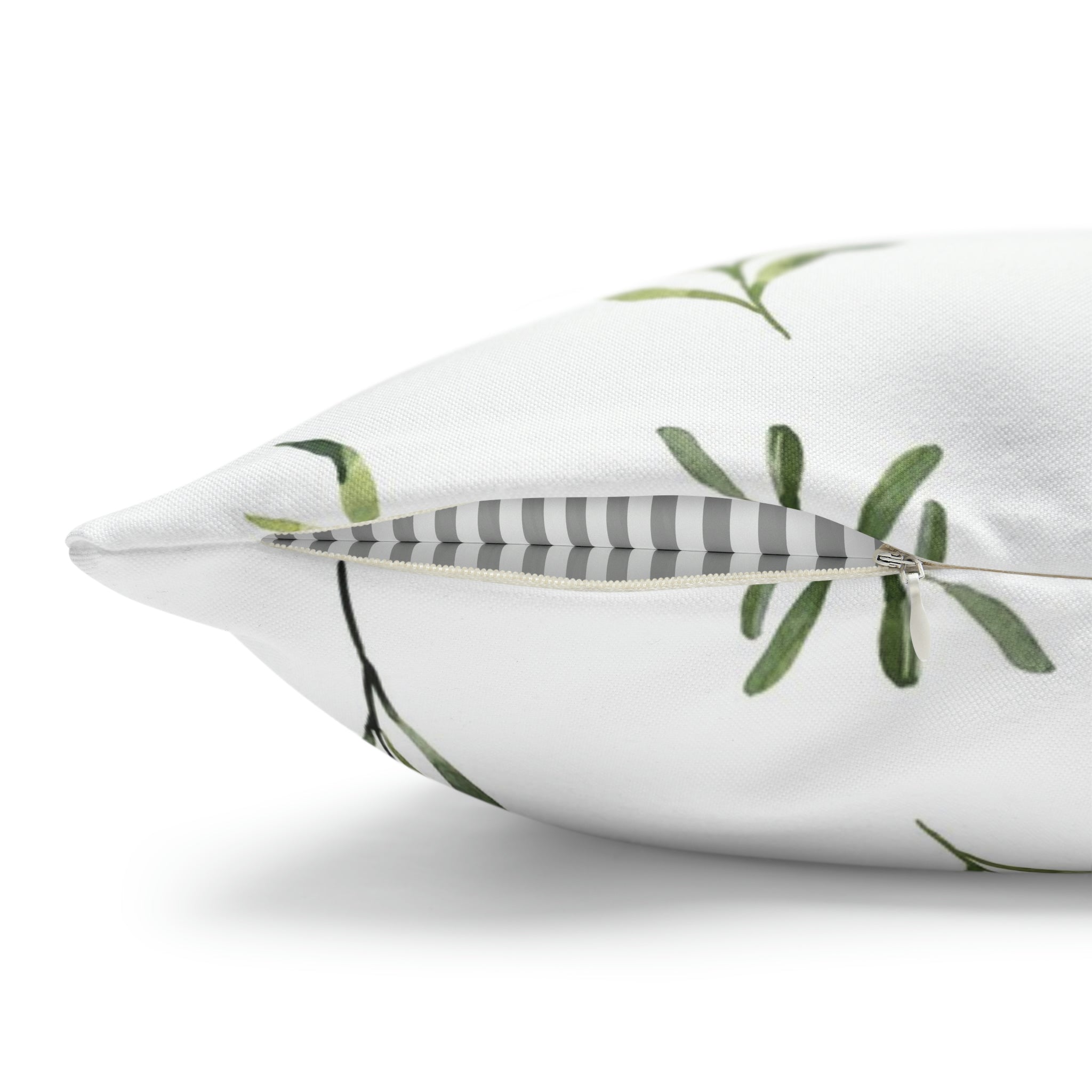 Floral Pillow Cover | Sage Green Leaves, White