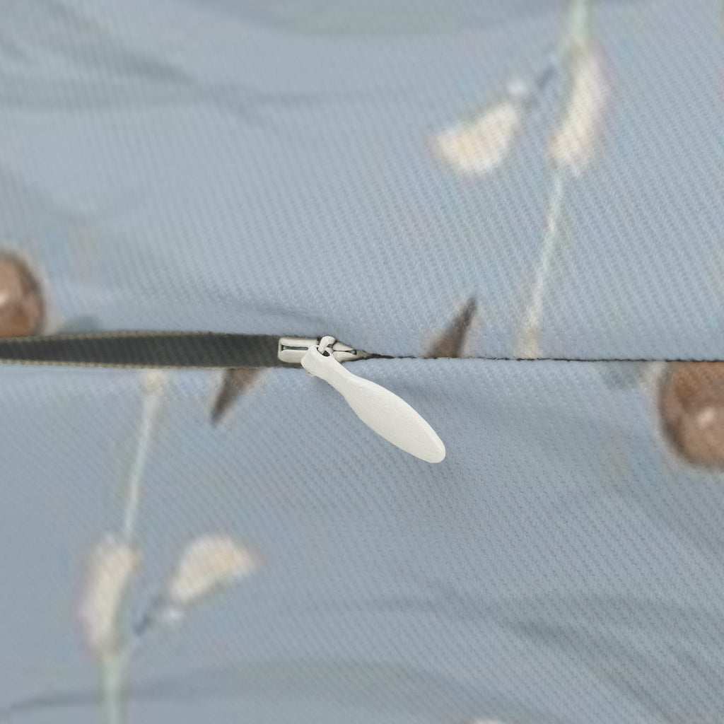 Floral Boho Lumbar Pillow | Sky Blue Cream Tropical Leaves