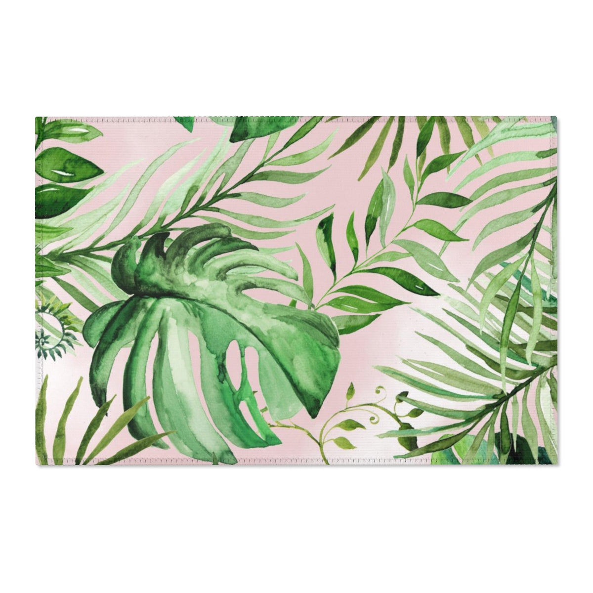 Floral Area Rug | Blush Peach Jungle Leaves