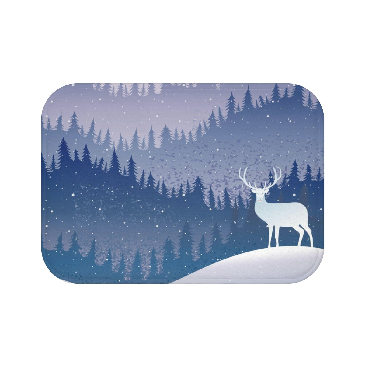 Christmas Bath Mat | Purple Pink Ombre Winter Mountain Landscape