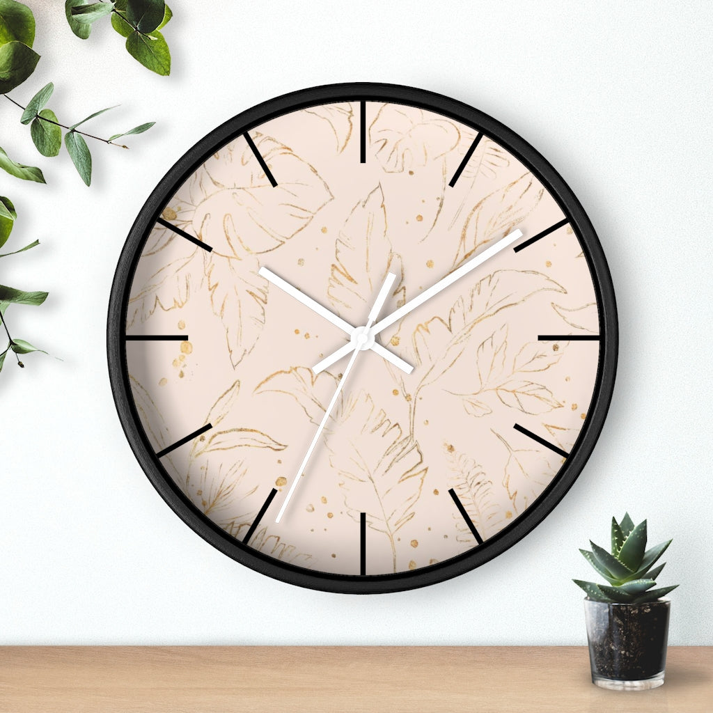 Floral 10" Wood Wall Clock | Blush Pink Gold