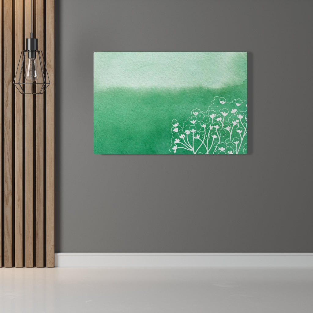 FLORAL WALL CANVAS ART | Green White Ombre