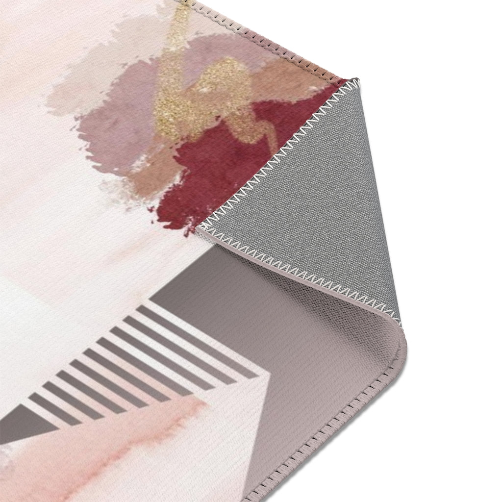 Geometric Area Rug | Black Blush Pink Shapes