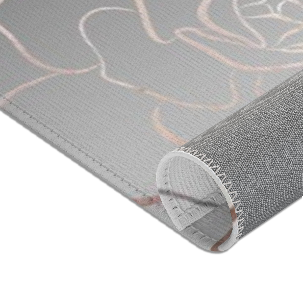 Floral Area Rug | Black White Ombre Gold Roses