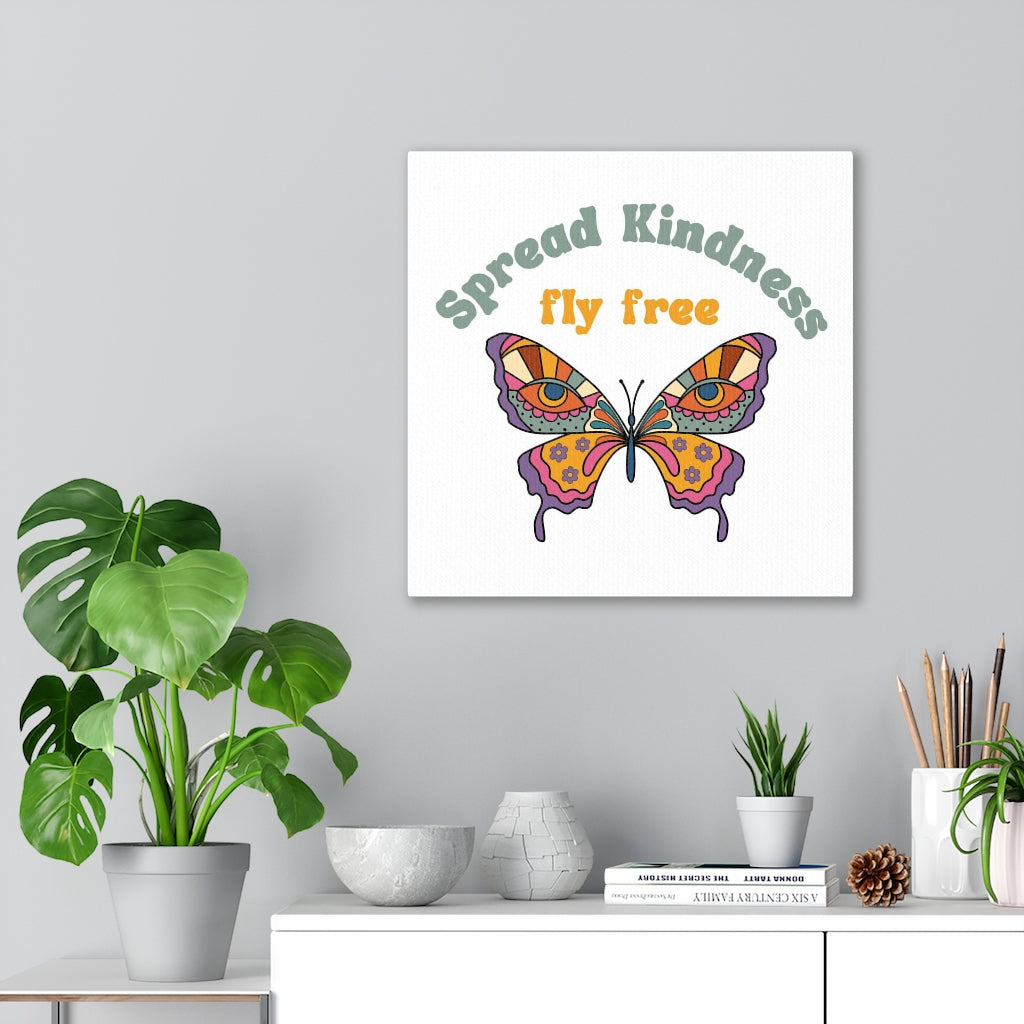 WITH SAYING WALL CANVAS ART | Green White Orange | Spread Kindness