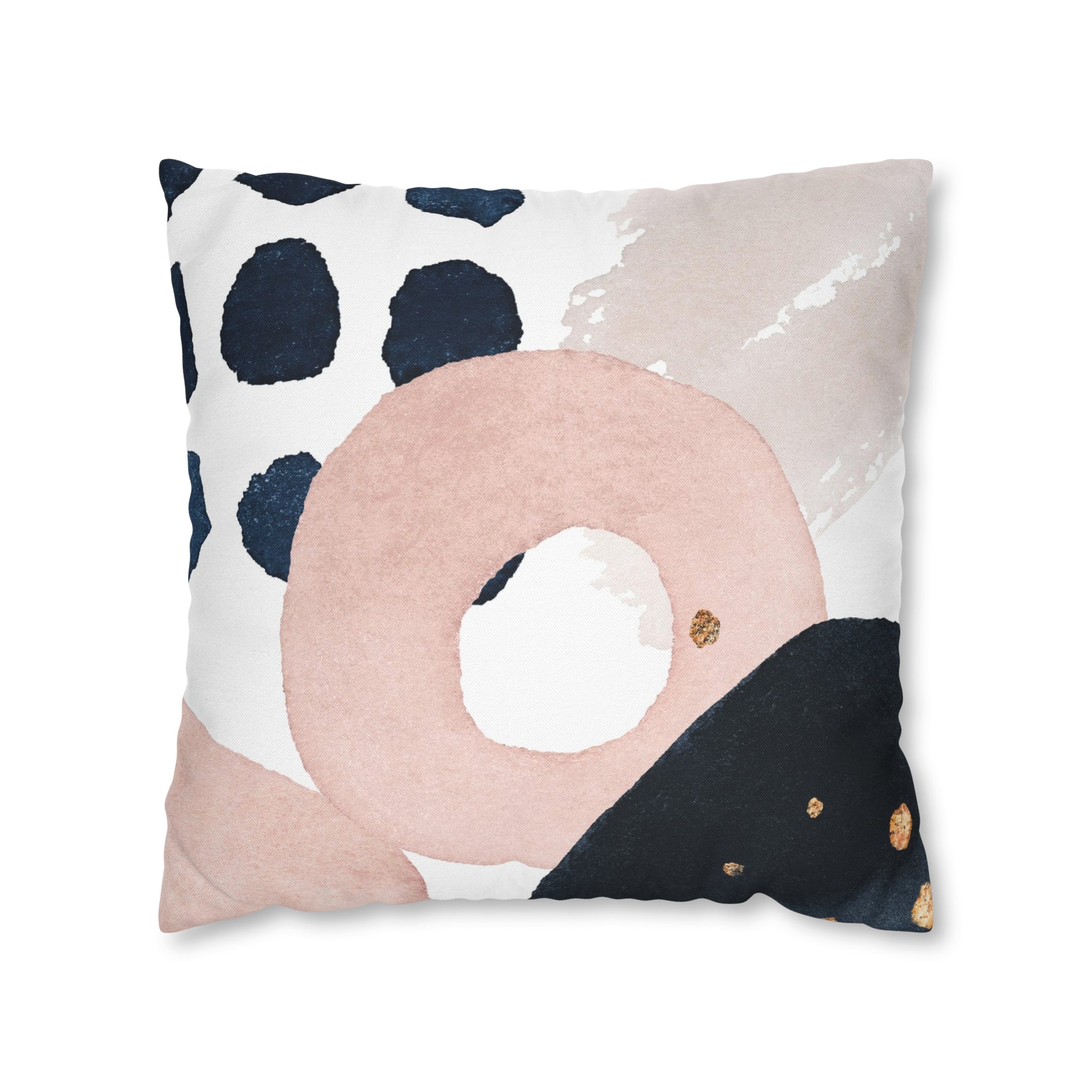 Boho Pillow Cover | Abstract Navy Blue, Blush Pink White