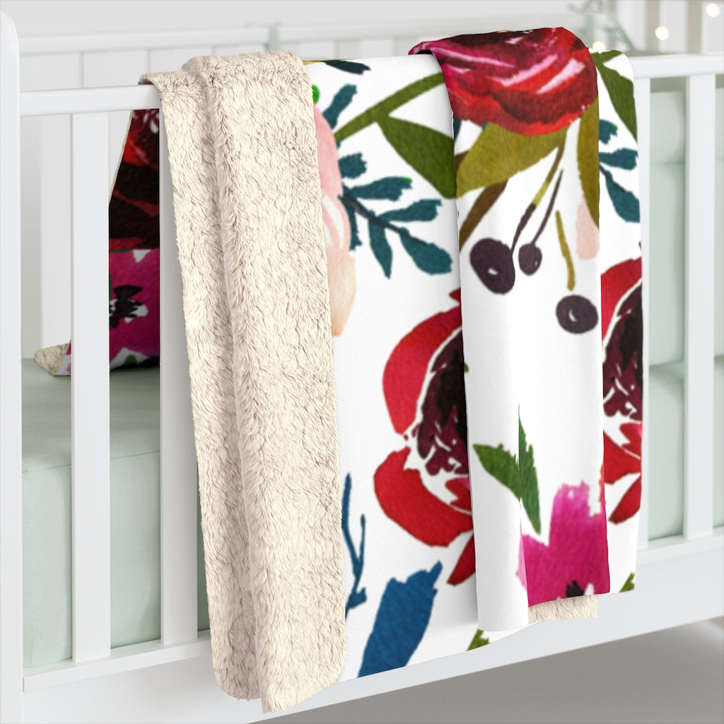 Red Pink Yellow, Roses Floral, Blanket