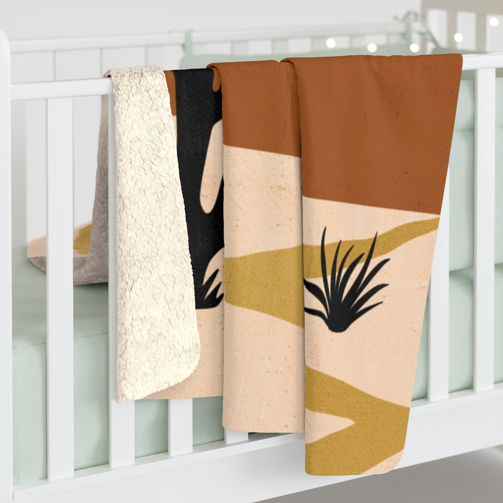 Black Cactus Stars, Desert Terracotta, Southwestern Blanket