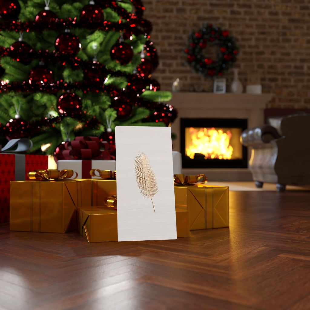 Modern Wall Canvas Art | Beige Gold Feather