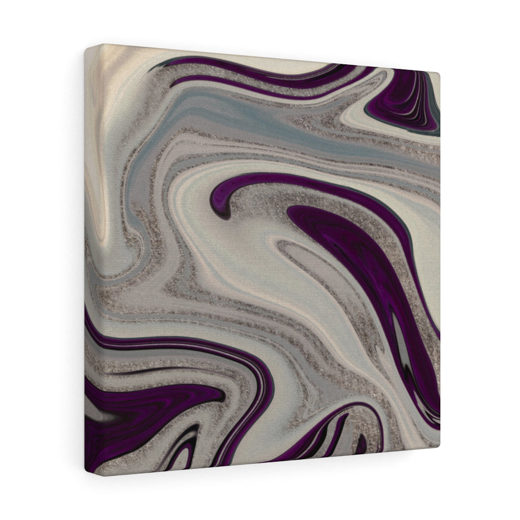 ABSTRACT WALL CANVAS ART | Purple Grey Silver