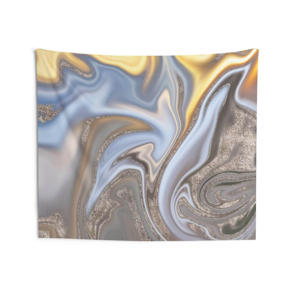 Abstract Tapestry | Yellow Sky Blue Silver