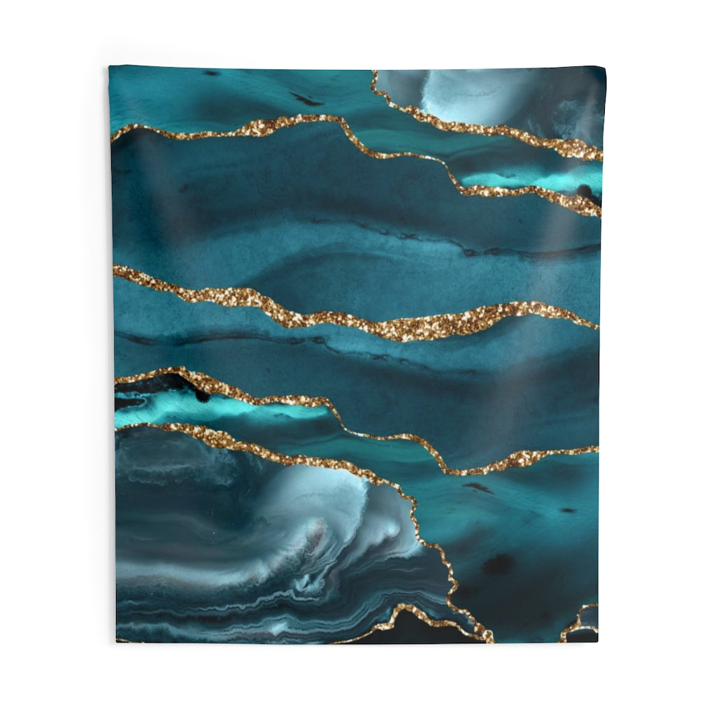Abstract Tapestry | Teal Green Blue Gold