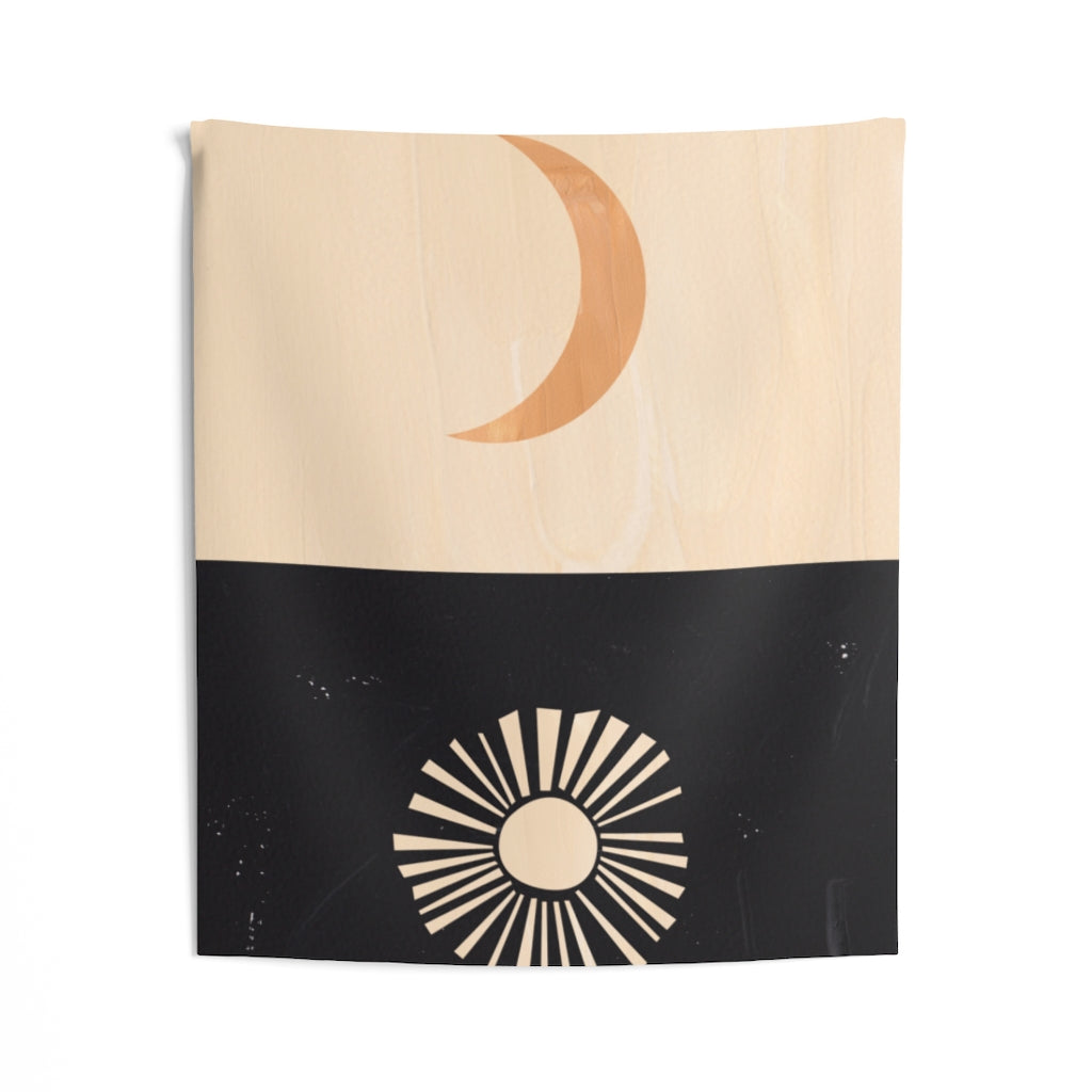 Abstract Tapestry | Sun and Moon Beige Black