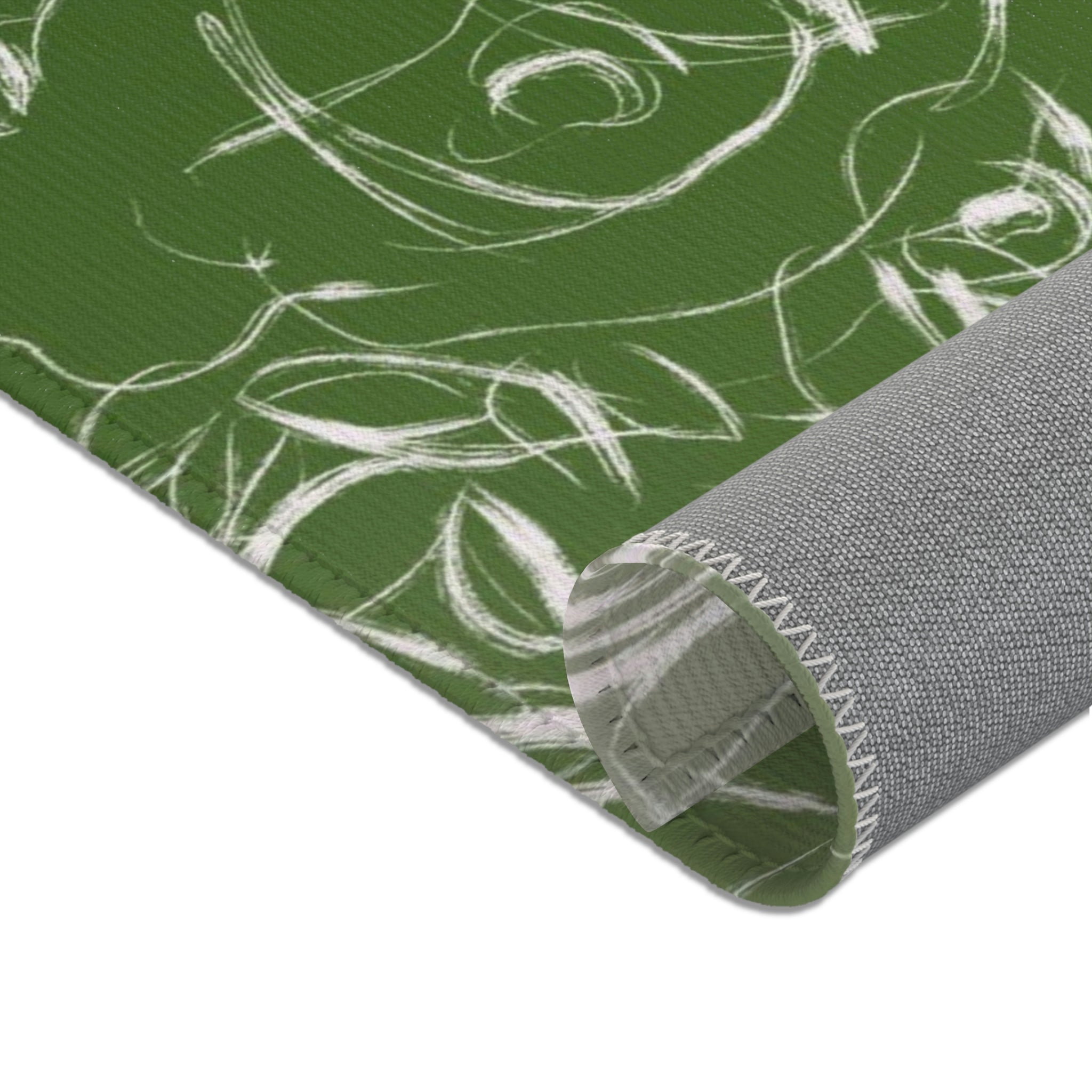 Abstract Floral Area Rug | Sage Green Ombre White