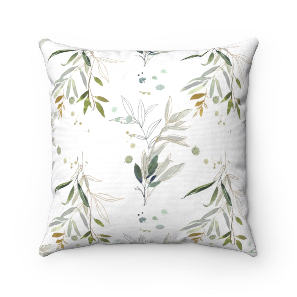 Floral Boho Pillow Cover | Sage Green Beige White