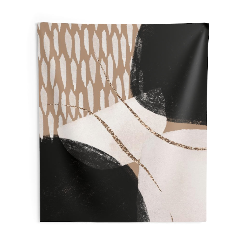 Abstract Tapestry | Beige Brown Black Gold