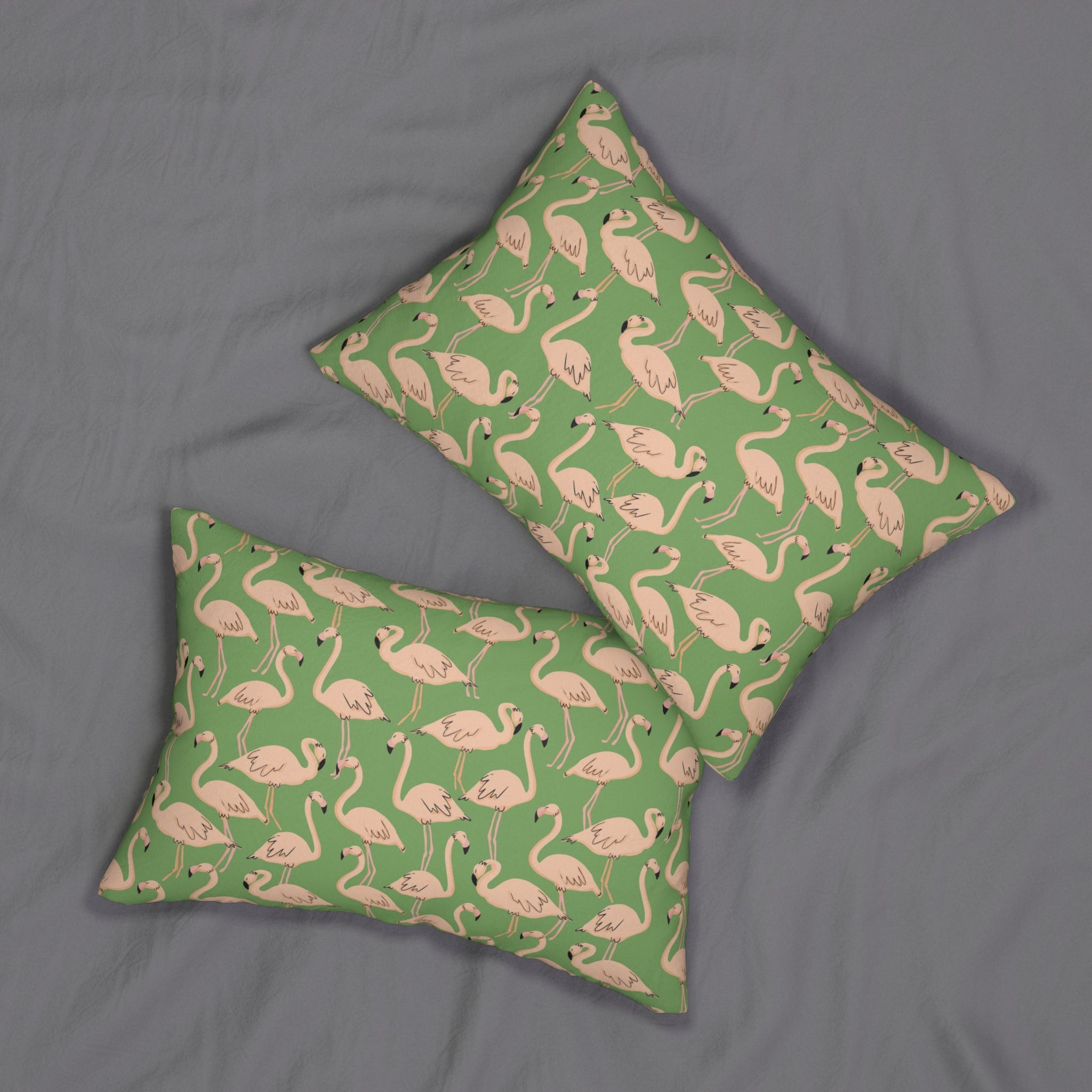 Boho Lumbar Pillow | Sage Green, Blush Pink Flamingo
