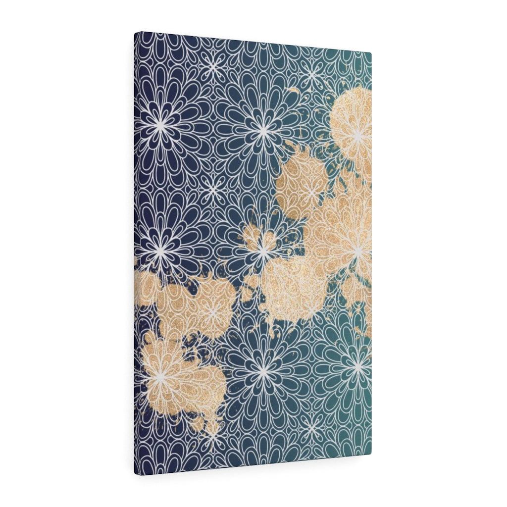 FLORAL CANVAS ART | Teal Navy Beige