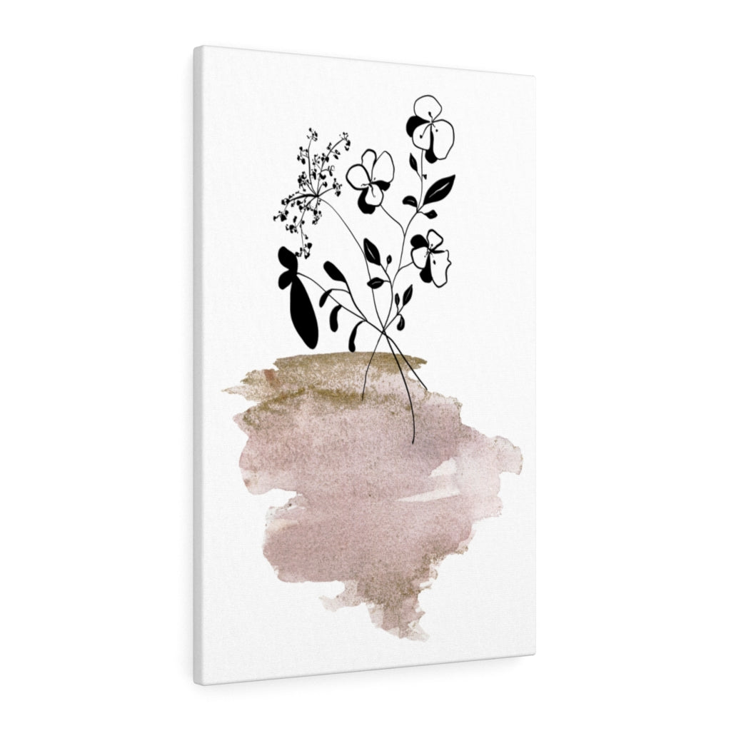 FLORAL WALL CANVAS ART | Black White Bronze