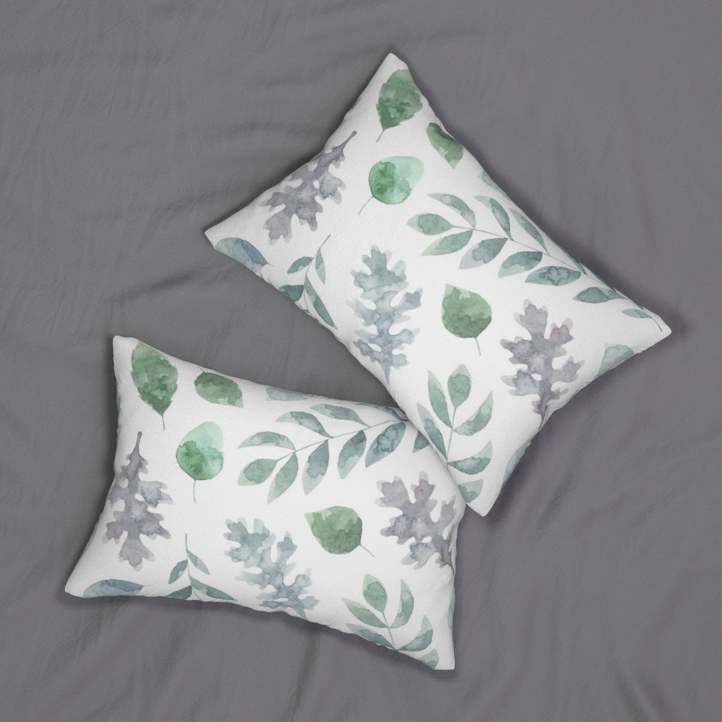 Floral Boho Lumbar Pillow | White Green Purple