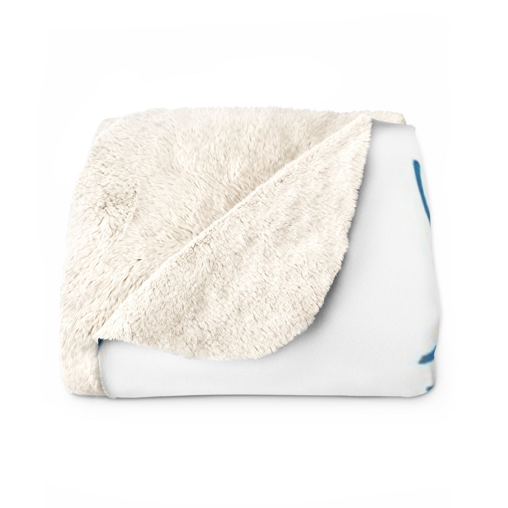 Floral Boho Comfy Blanket | Teal Blue White