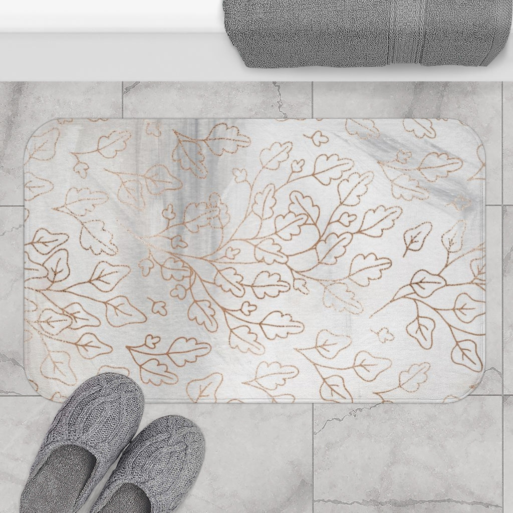 modern floral bath mat