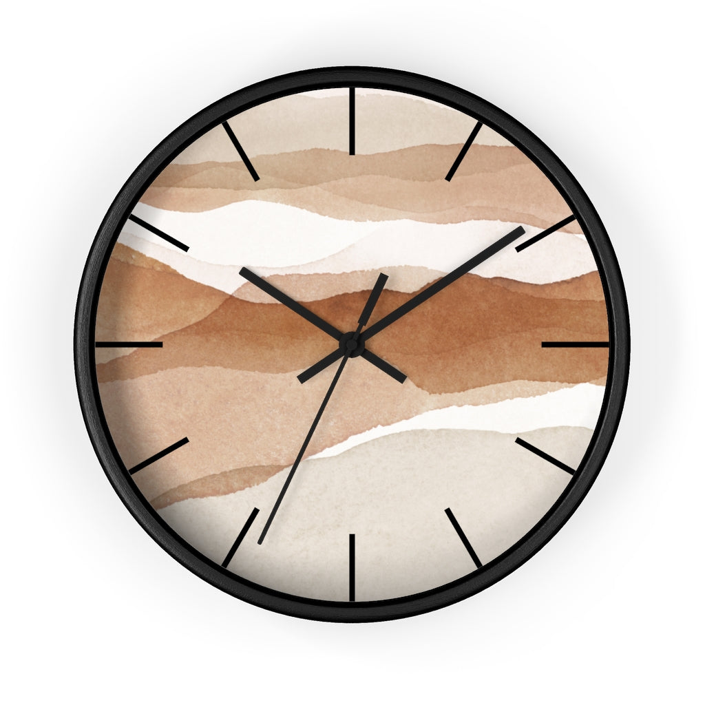 Wood, Wall Clock, Beige Brown 10"