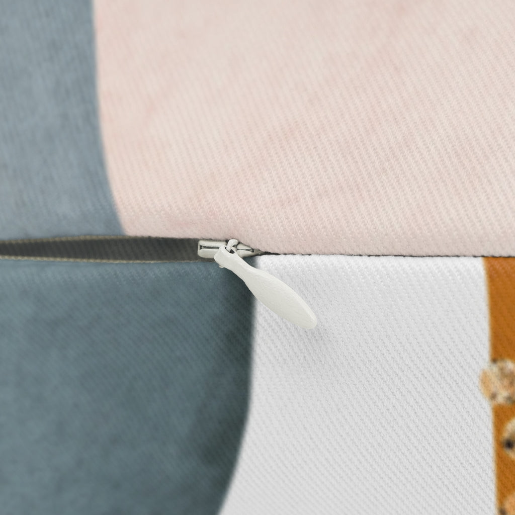 Abstract Lumbar Pillow, Dusty Blue, Blush Pink