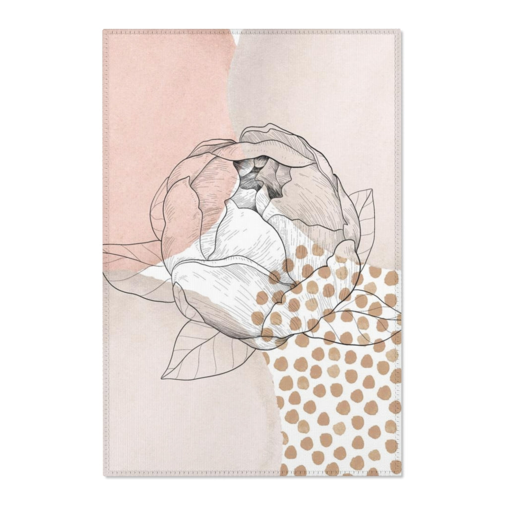 Abstract Area Rug | Blush Pink Beige Floral