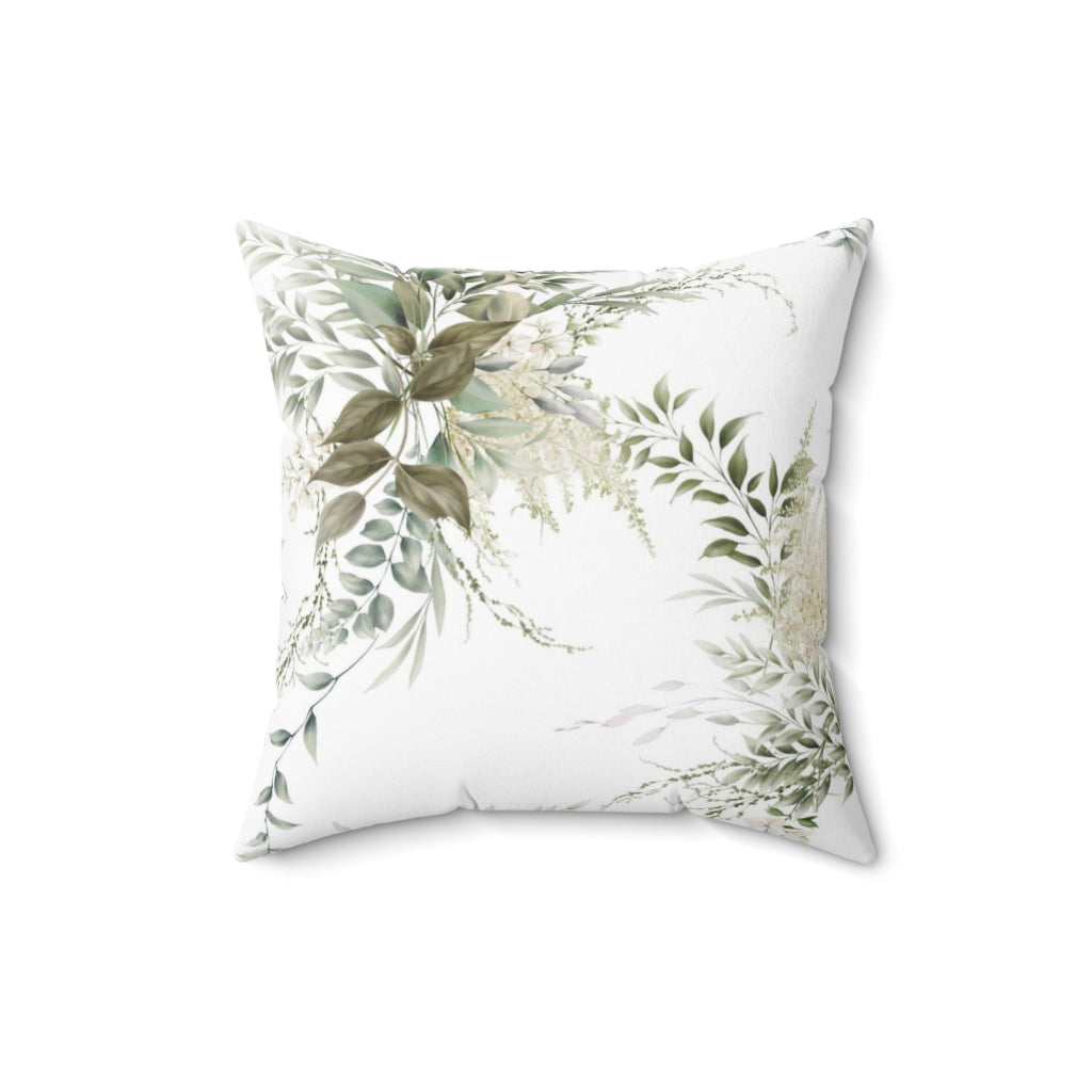Floral Pillow Cover | White Green
