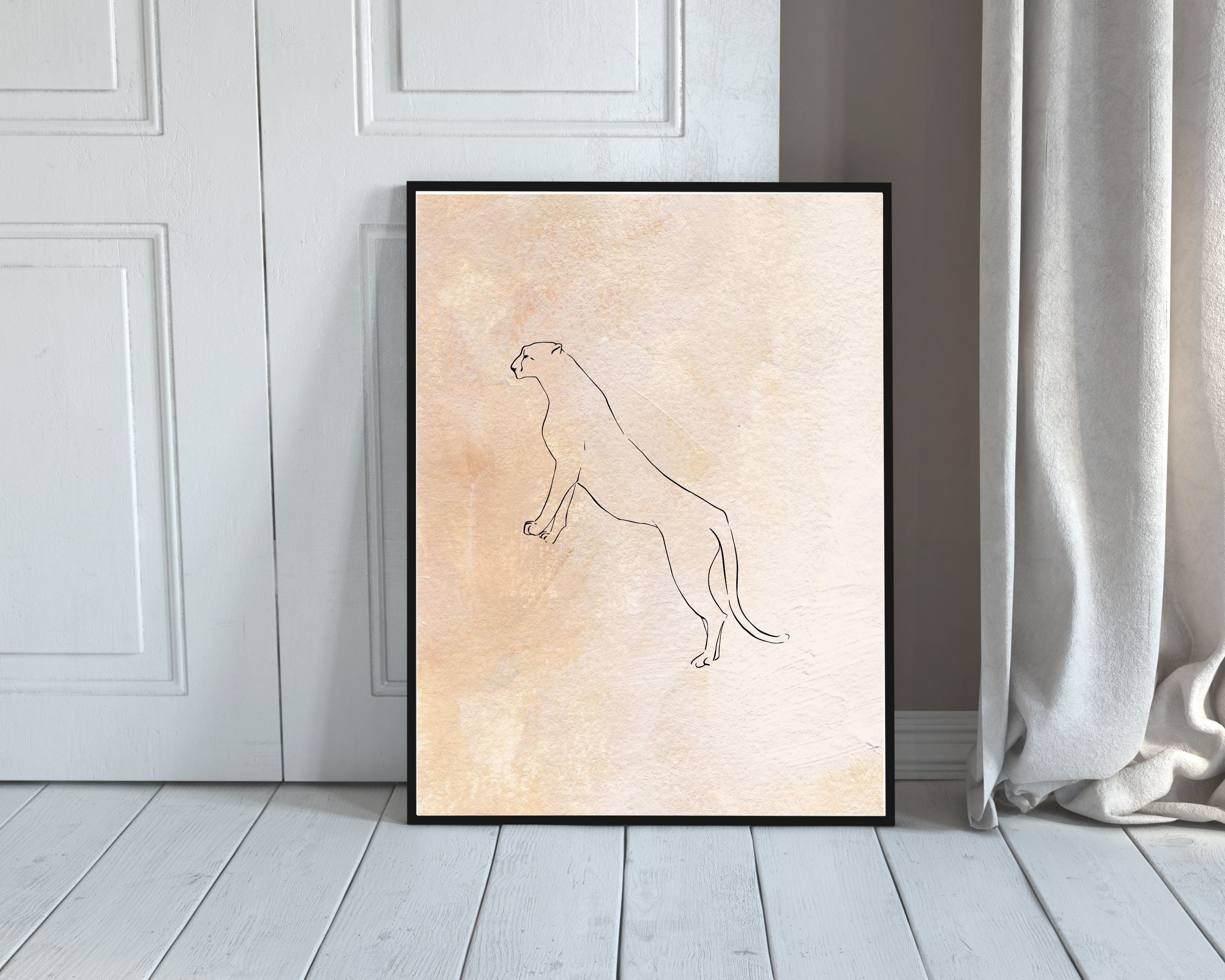 Abstract Terracotta Art Prints | Beige Cat