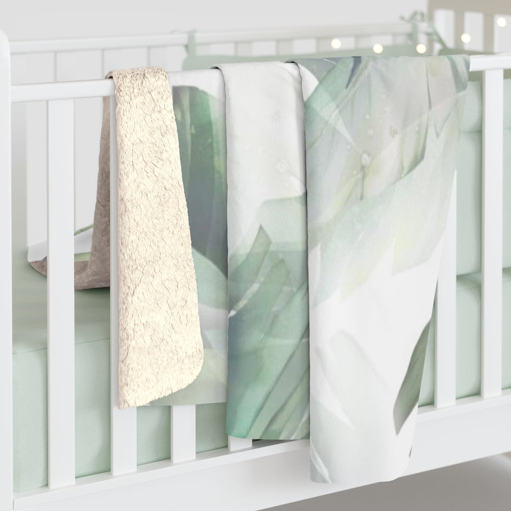Floral Comfy Blanket | Green Tropical Leaves