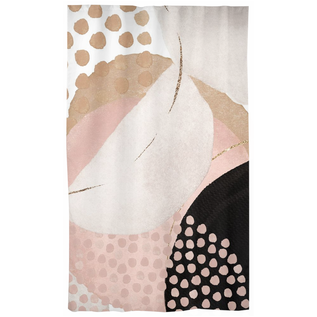 Abstract Window Curtains | Blush Beige Black