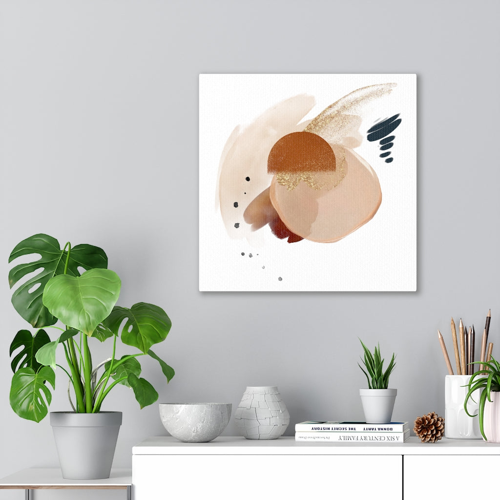 Abstract Canvas Art | White Brown Beige Gold