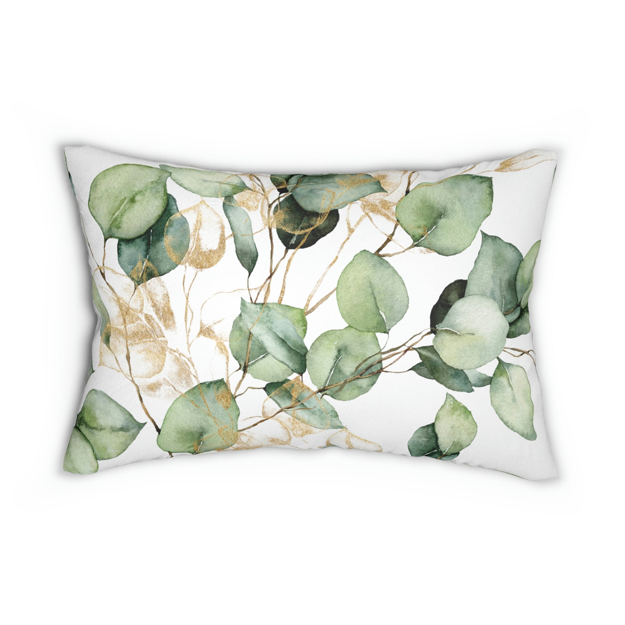 Eucalyptus Floral Lumbar Pillow | Sage Green White