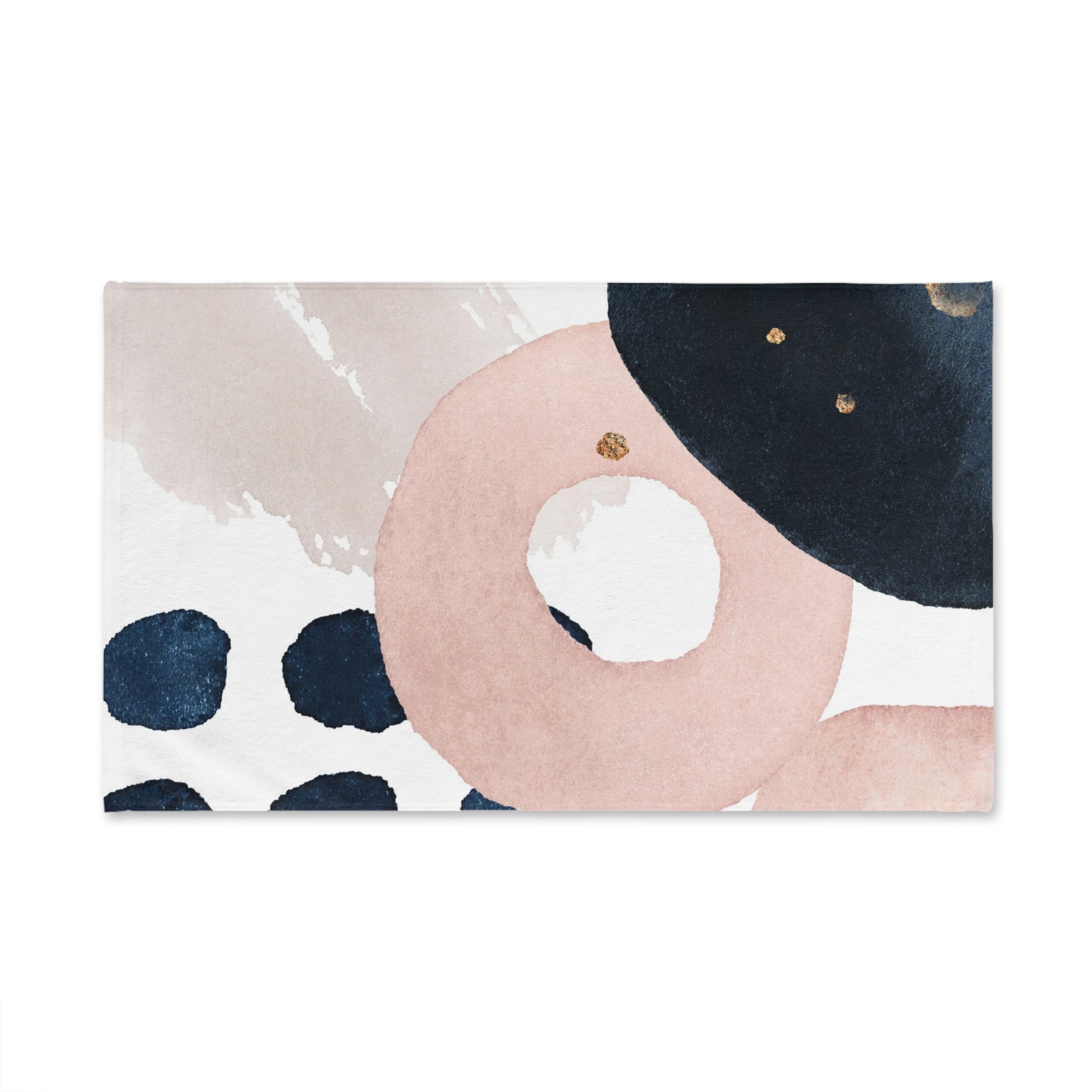 Boho Kitchen, Bath Hand Towel | Abstract Navy Blue, Blush Pink White