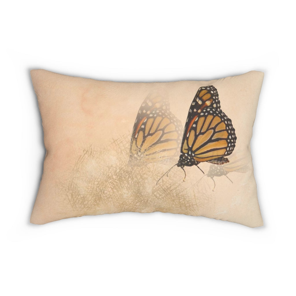 Abstract Boho Lumbar Pillow | Terracotta Orange Butterfly