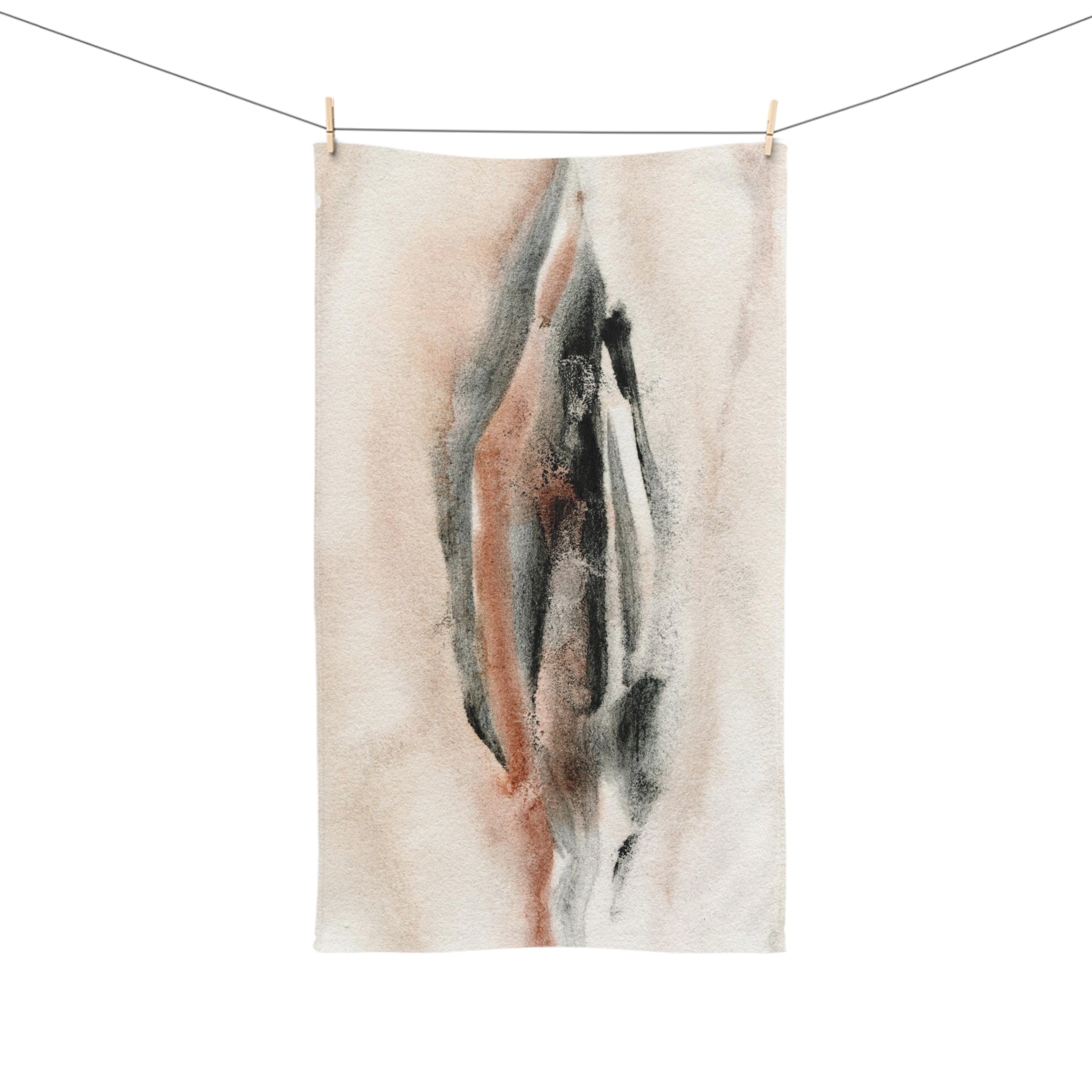 Boho Kitchen, Bath Hand Towel | Beige Brown Black Earthy