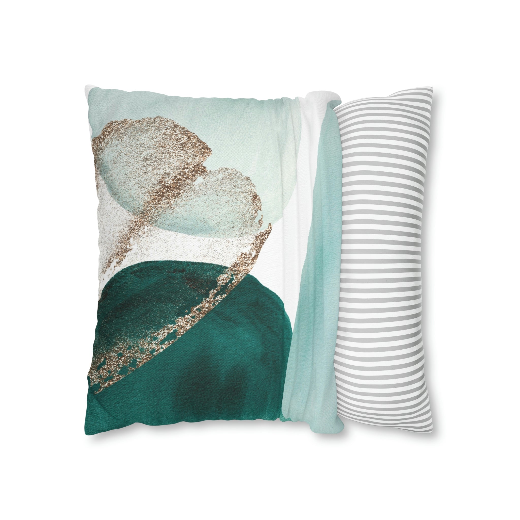 Abstract Boho Pillow Cover | Green Teal Gold