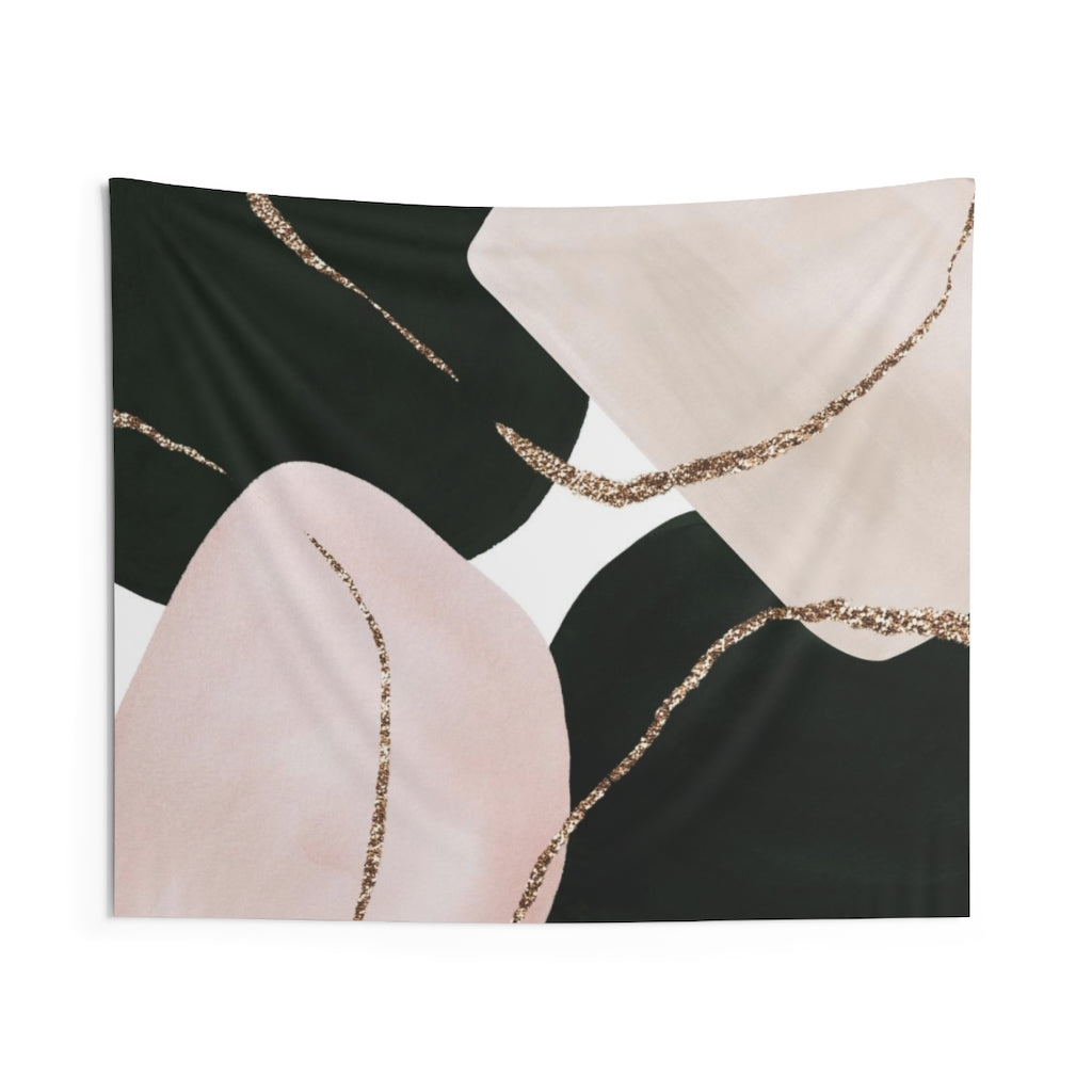 Abstract Tapestry | Beige Black Blush Pink Gold