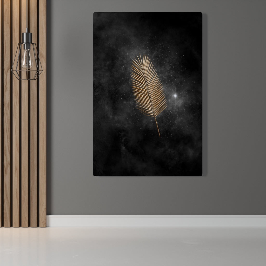 Modern Wall Canvas Art | Black Gold Feather